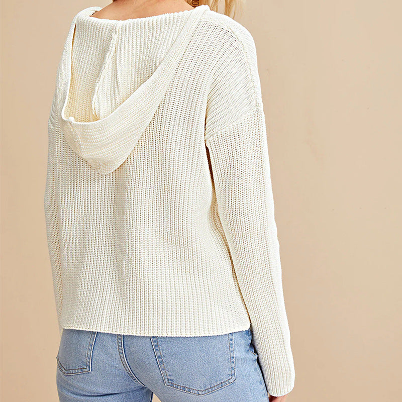 Women's Knit V-Neck Sweater with Relaxed Fit