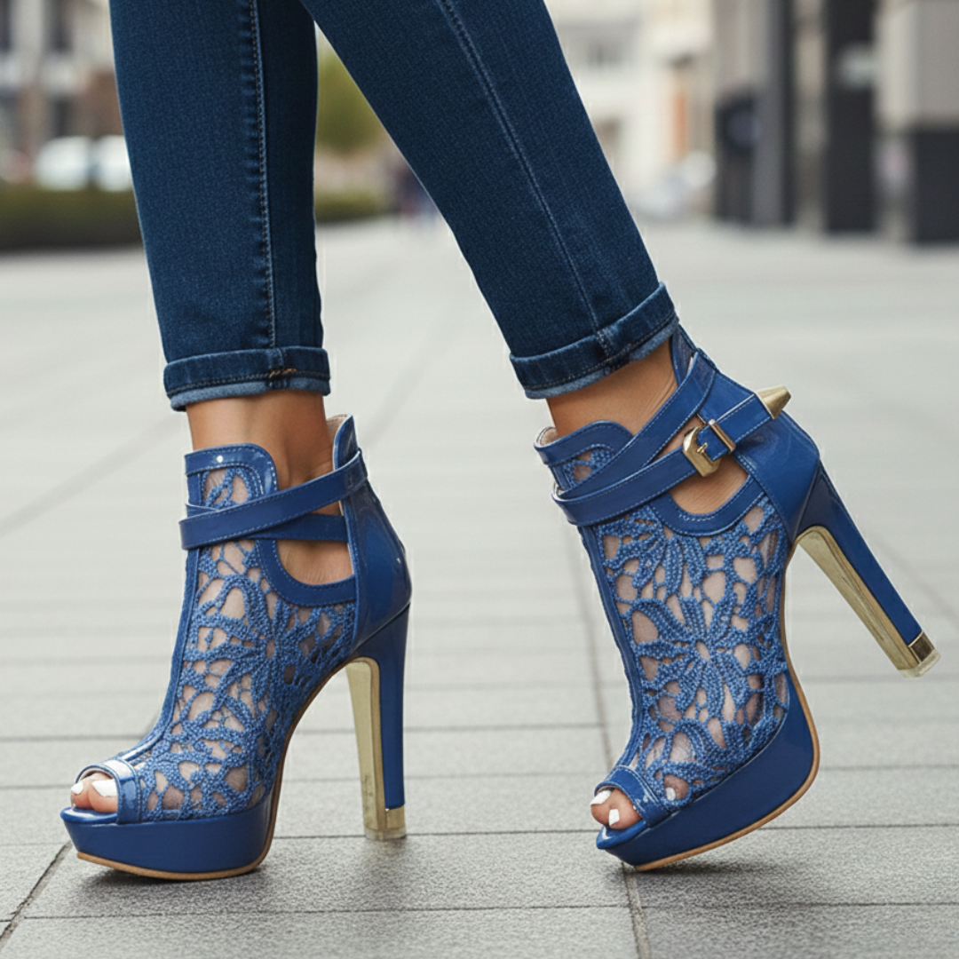 Women's Lace-Up Heeled Sandals with Padded Insole