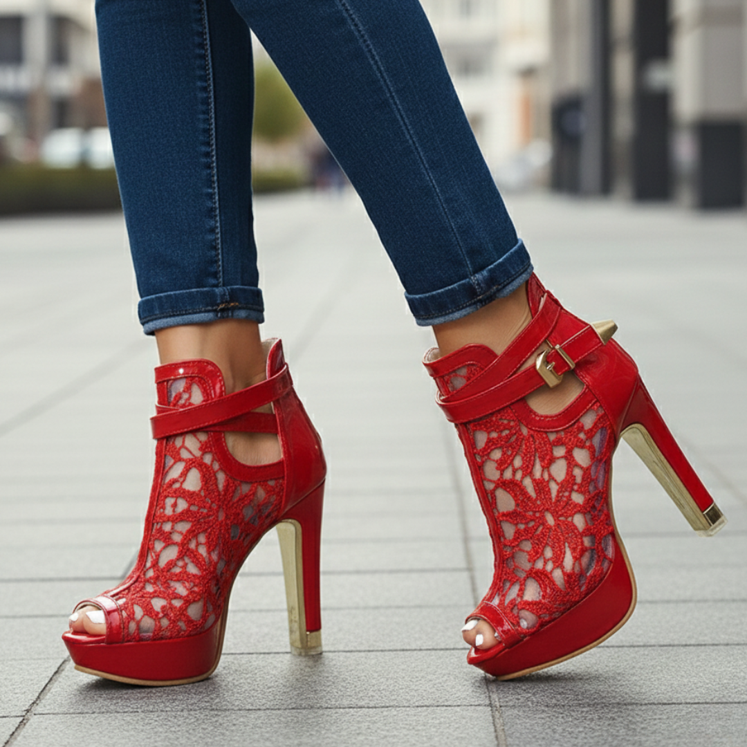 Women's Lace-Up Heeled Sandals with Padded Insole