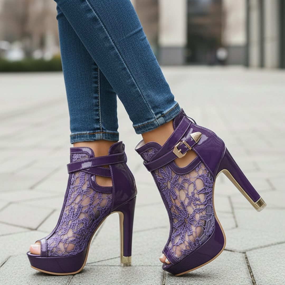 Women's Lace-Up Heeled Sandals with Padded Insole