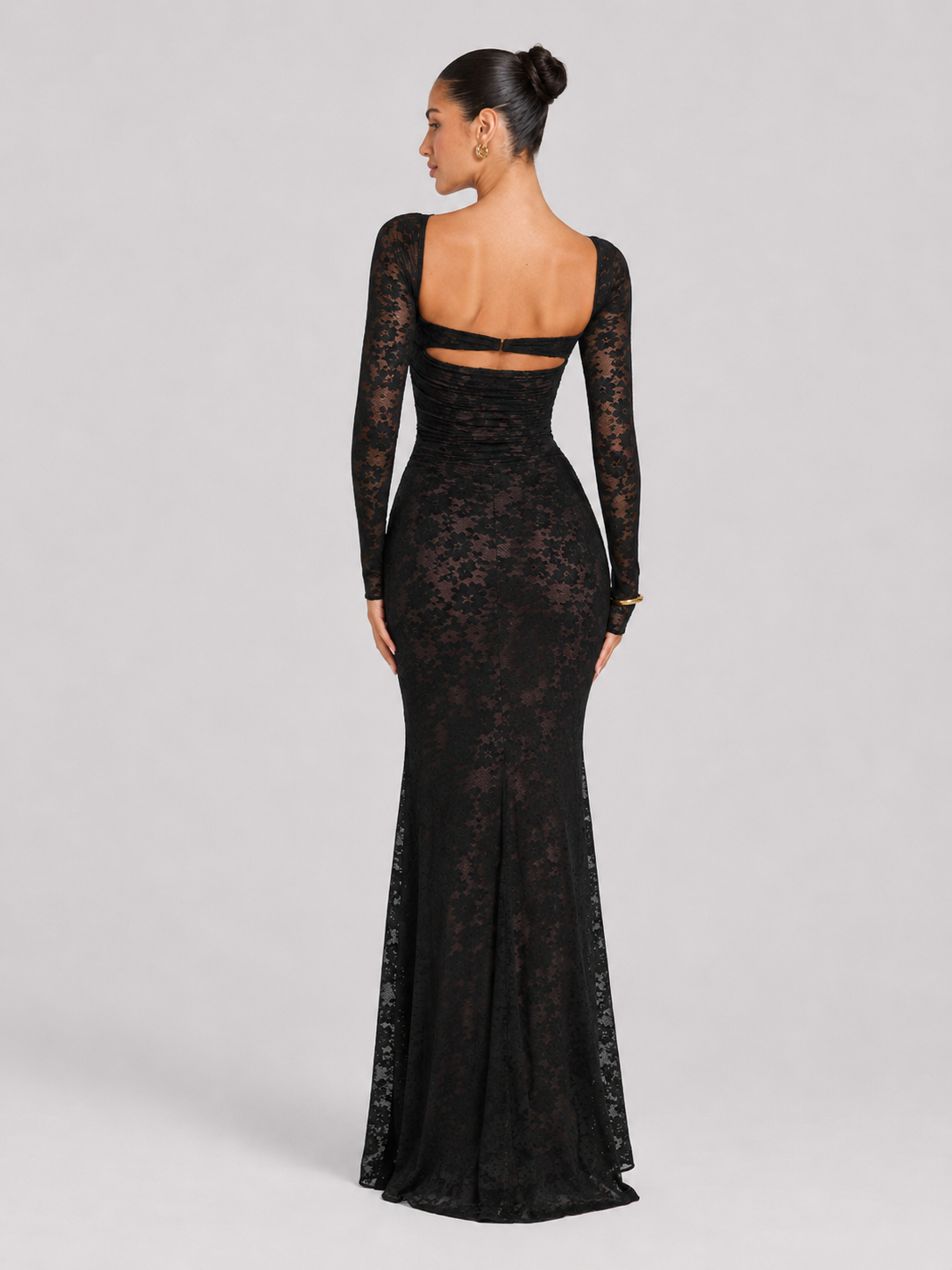 Women's Lace Maxi Dress with Structured Corset Bodice