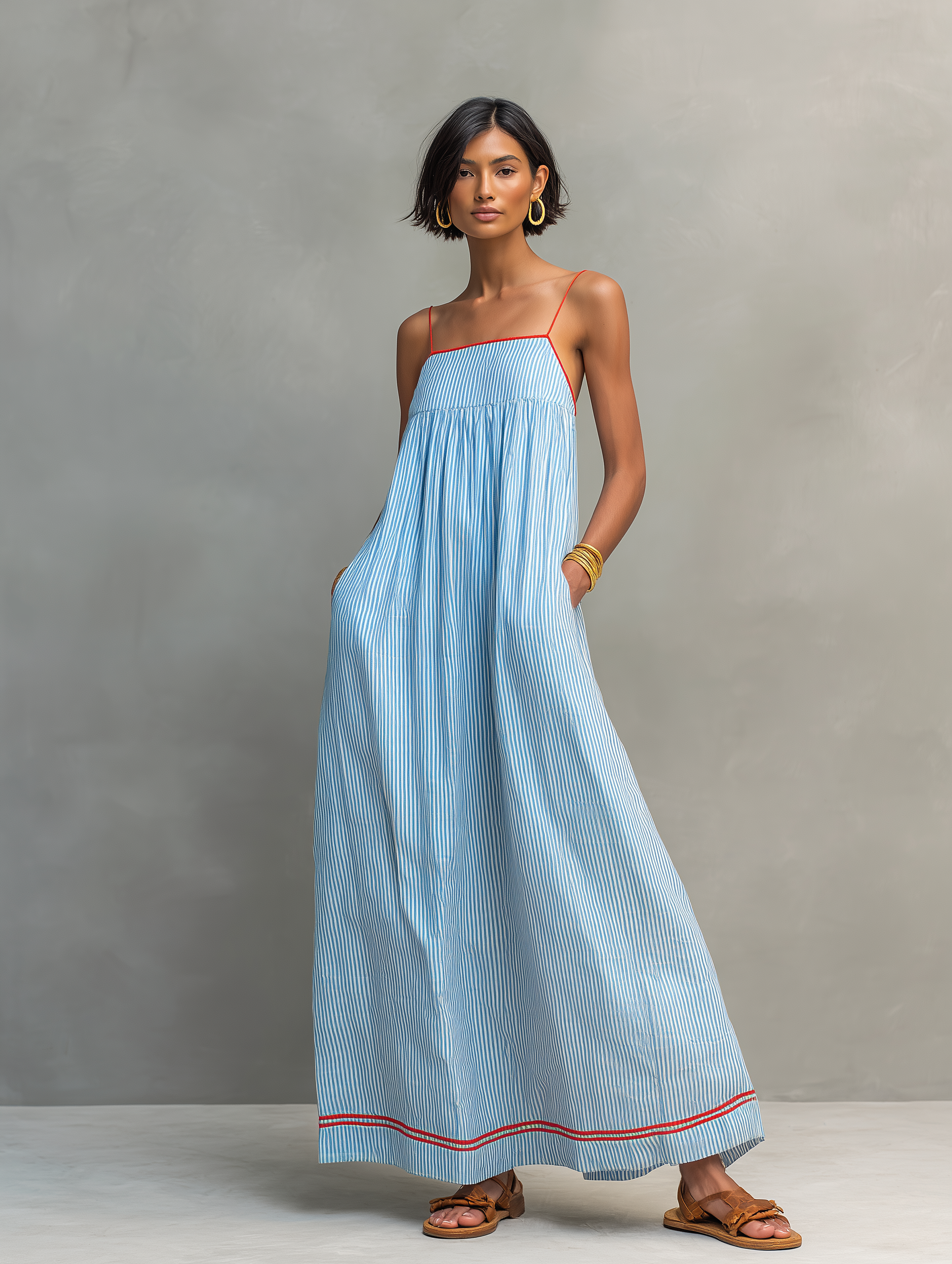 Women's Lightweight Casual Midi Dress with Loose Fit