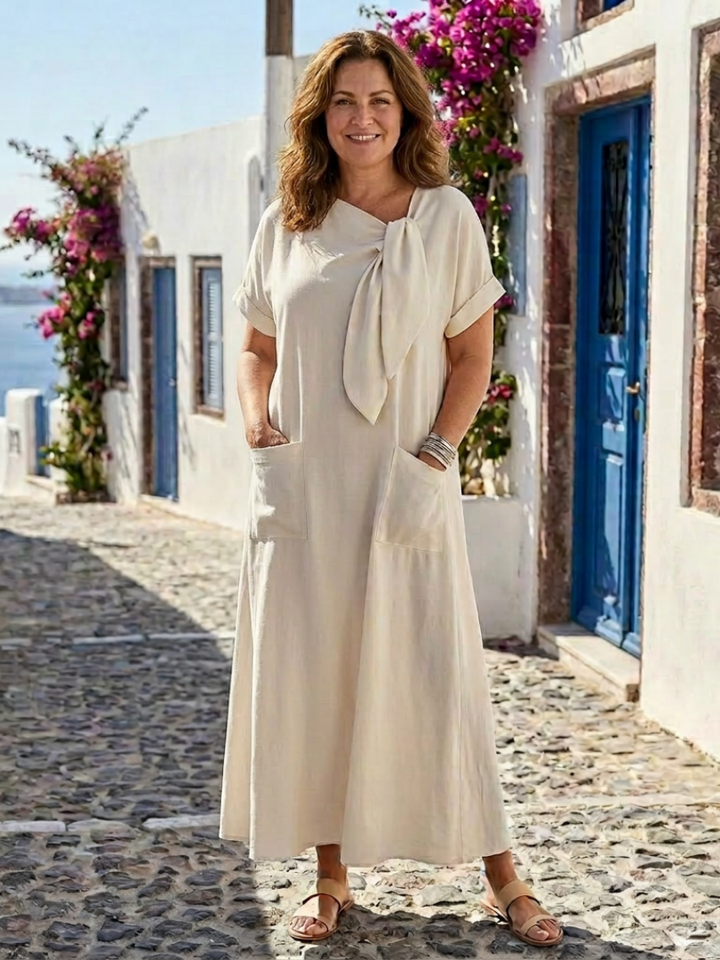 Women's Lightweight Maxi Dress with Round Neckline