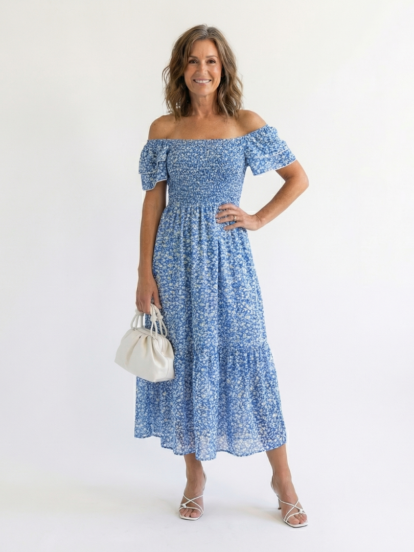 Women's Lightweight Off-Shoulder Midi Dress for Summer