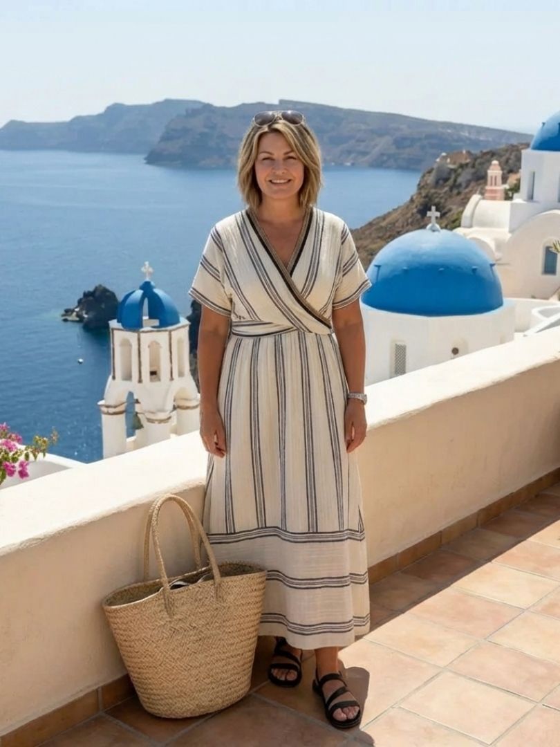 Women's Lightweight Short Sleeve Midi Dress with Flattering Cut