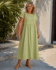 Women's Lightweight Short Sleeve Midi Dress with Pockets