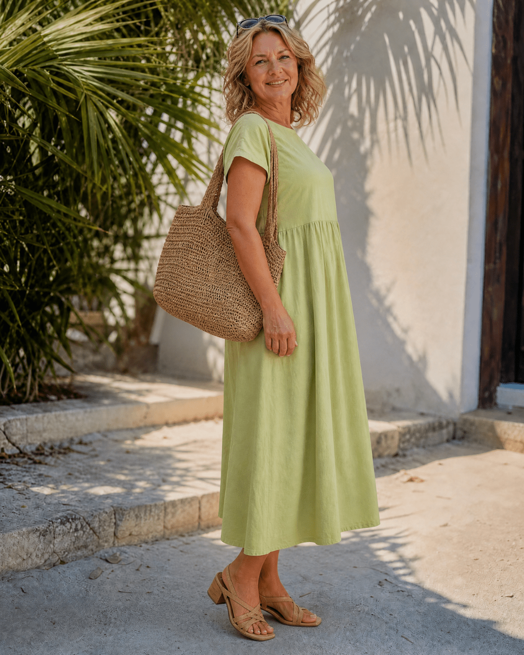 Women's Lightweight Short Sleeve Midi Dress with Pockets