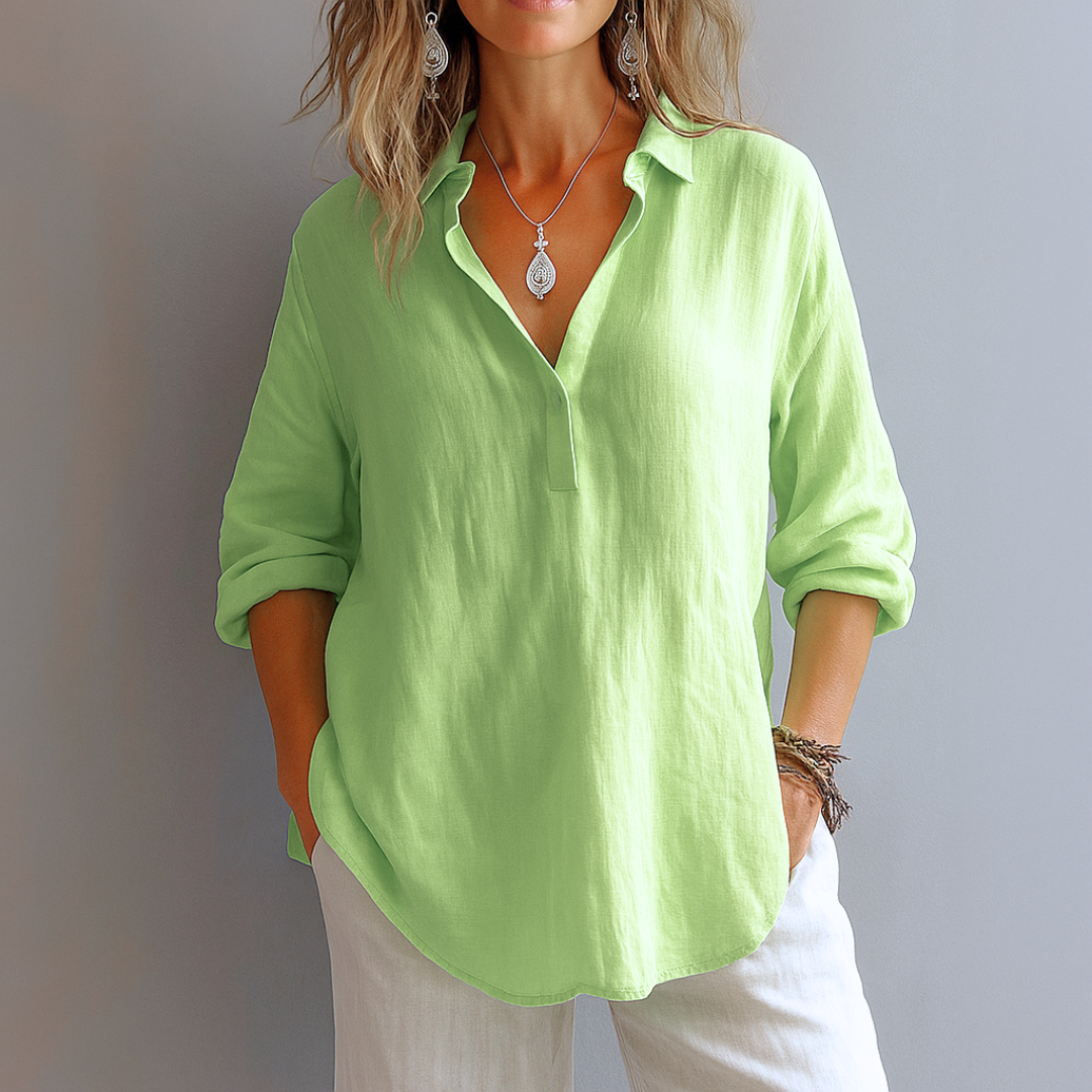Women's Lightweight V-Neck Blouse for Summer Tops