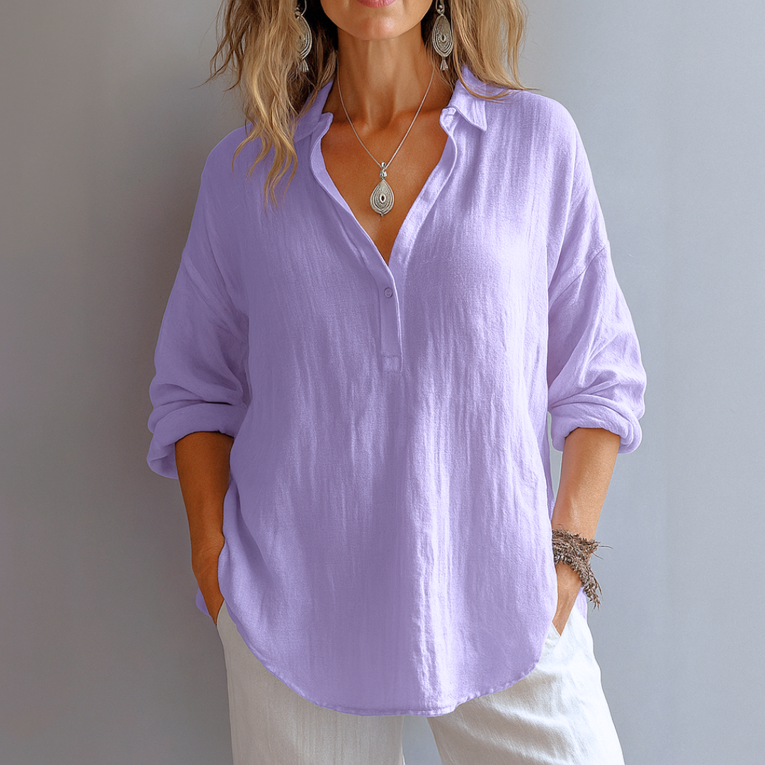 Women's Lightweight V-Neck Blouse for Summer Tops