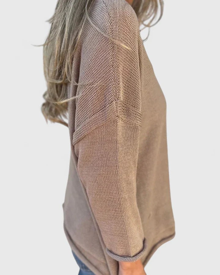 Women's Lightweight V-Neck Sweater with Relaxed Fit for Cozy Comfort