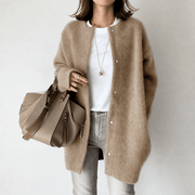 Women's Long Button-Front Cardigan with Relaxed Fit for Cozy Layering