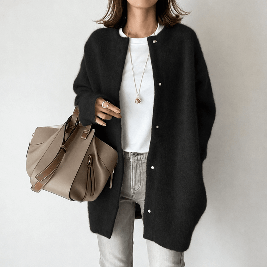Women's Long Button-Front Cardigan with Relaxed Fit for Cozy Layering