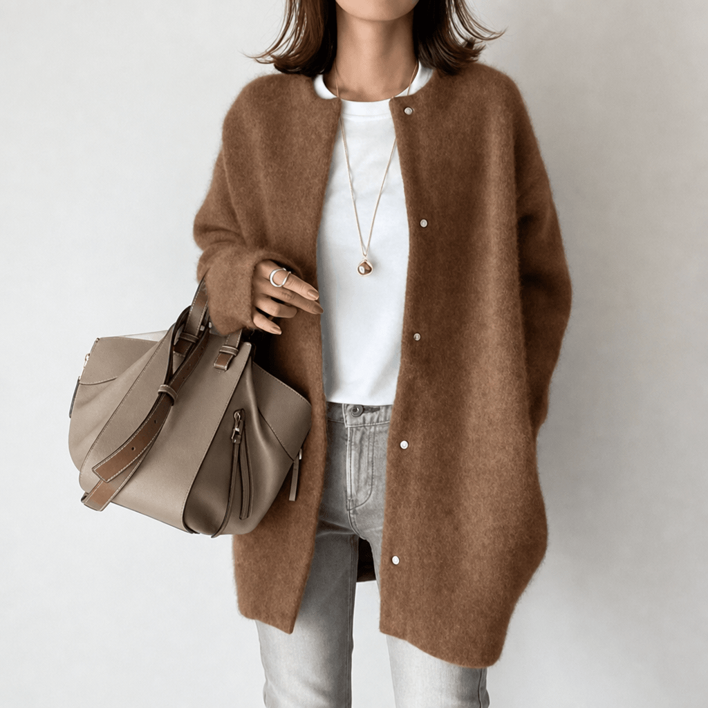 Women's Long Button-Front Cardigan with Relaxed Fit for Cozy Layering