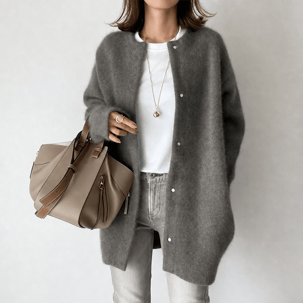Women's Long Button-Front Cardigan with Relaxed Fit for Cozy Layering