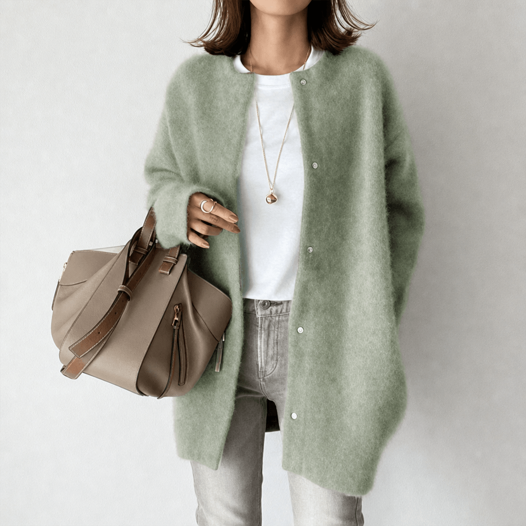 Women's Long Button-Front Cardigan with Relaxed Fit for Cozy Layering