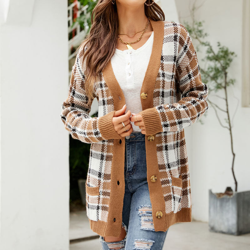 Women's Longline Knit Cardigan with Button Front Closure - Cozy