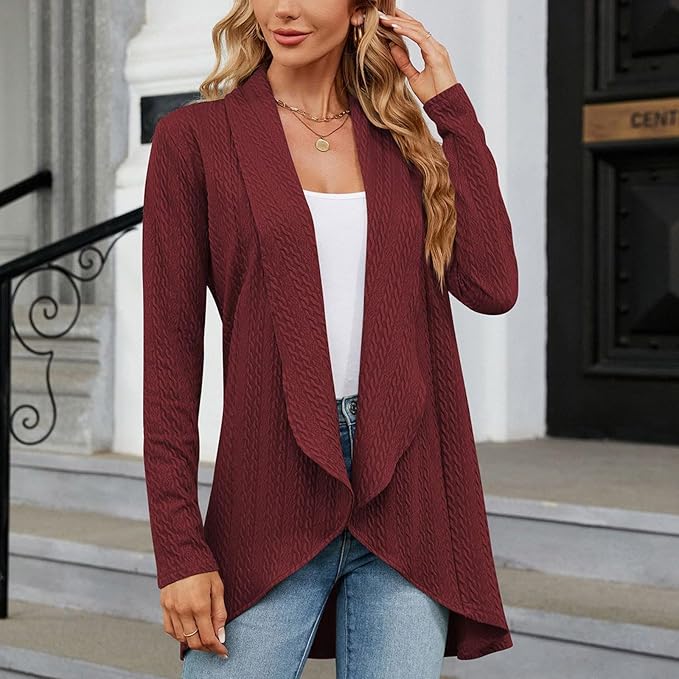 Women's Longline Open Front Cardigan with Relaxed Fit
