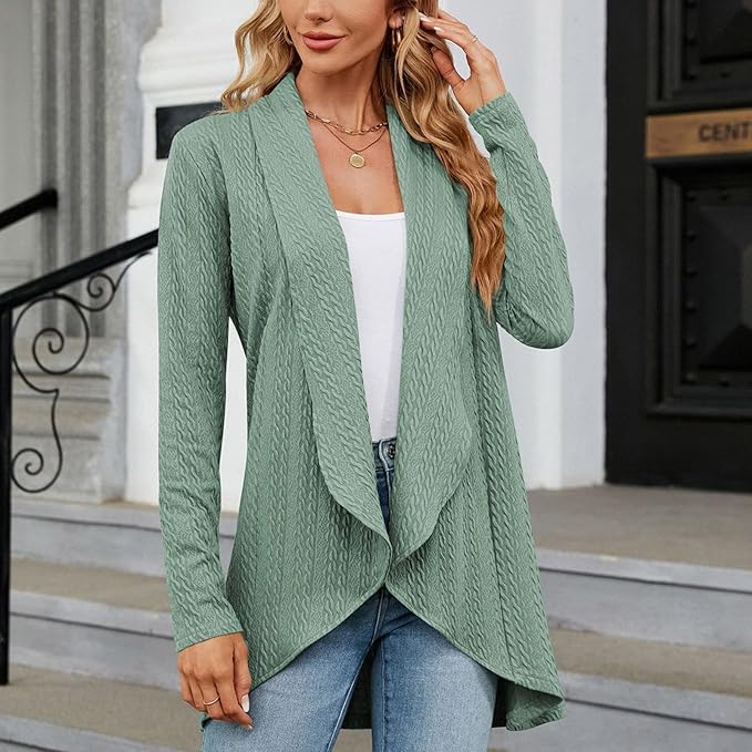 Women's Longline Open Front Cardigan with Relaxed Fit