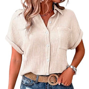 Women's Loose Fit Short Sleeve Blouse for Summer
