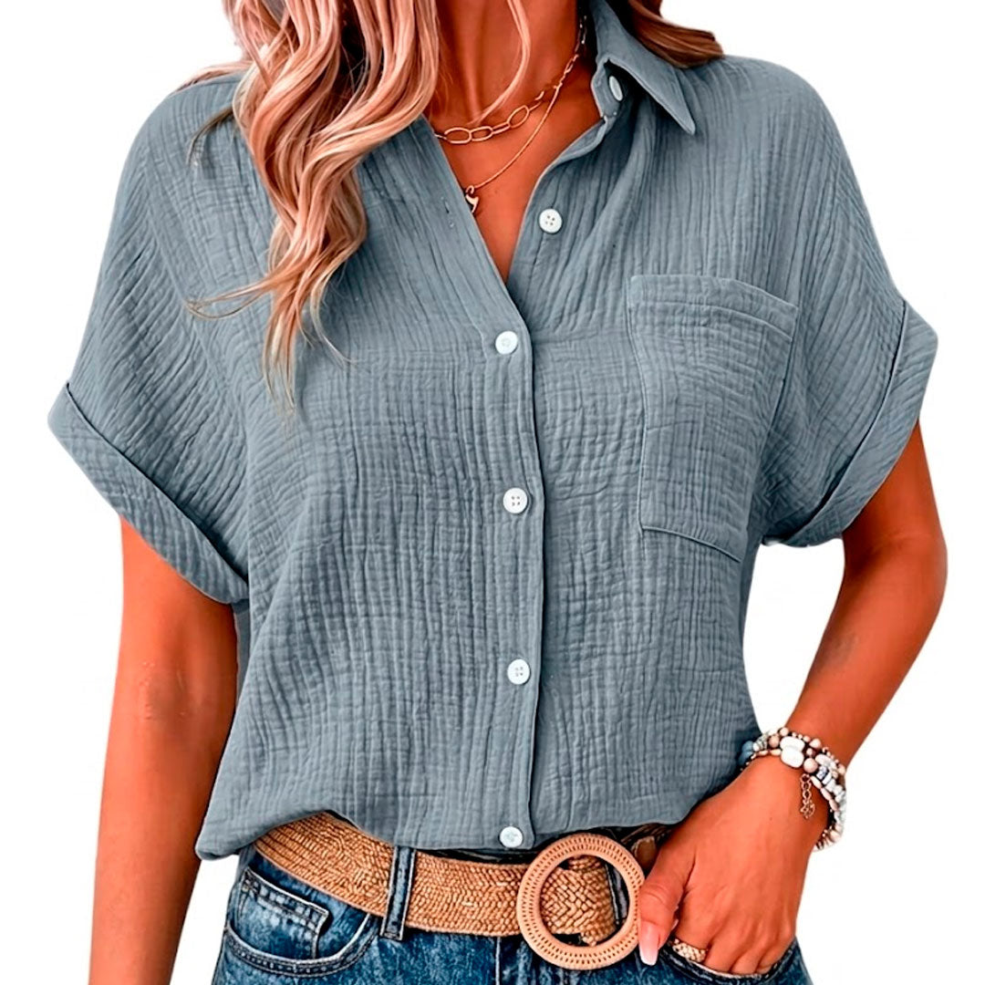 Women's Loose Fit Short Sleeve Blouse for Summer