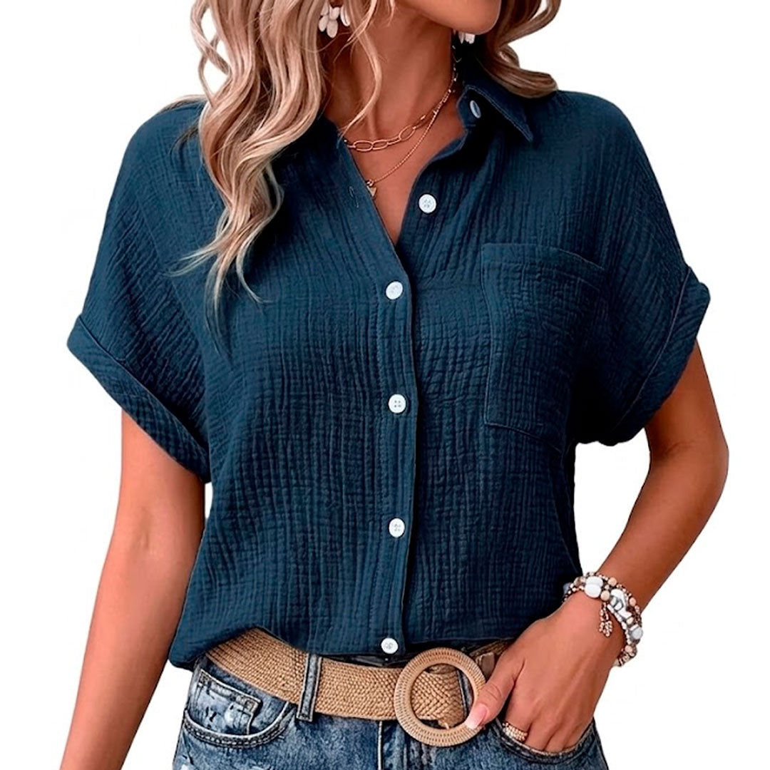 Women's Loose Fit Short Sleeve Blouse for Summer