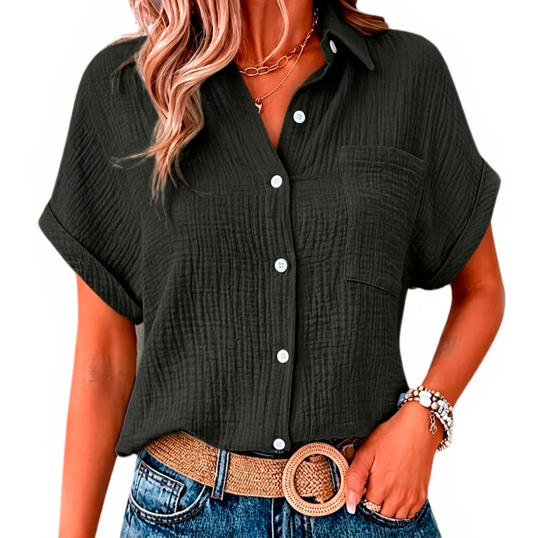 Women's Loose Fit Short Sleeve Blouse for Summer
