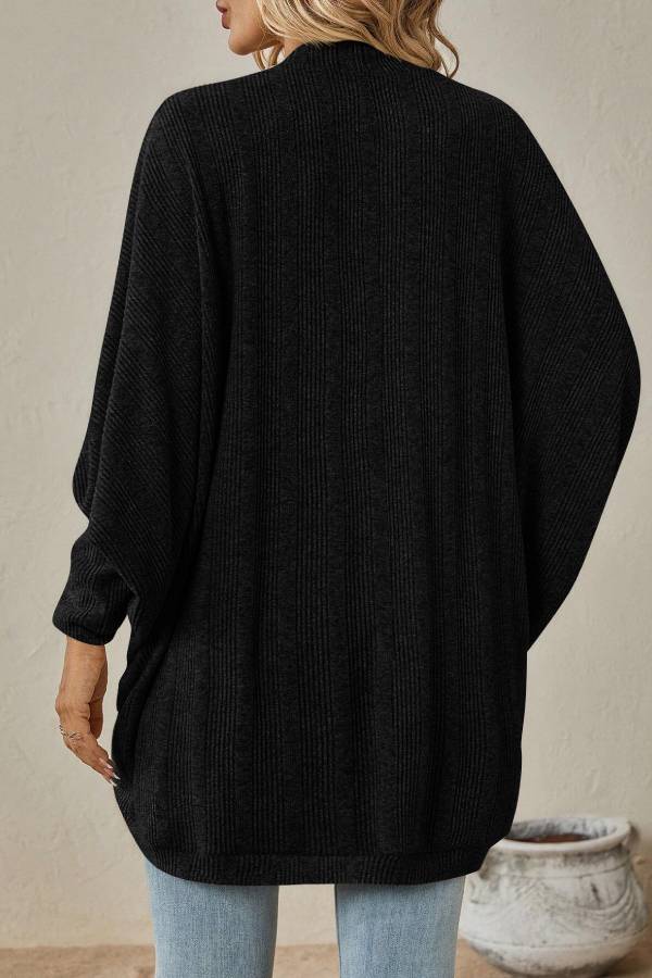 Women's Loose Knit Cardigan Sweater with Batwing Sleeves for Cozy Style