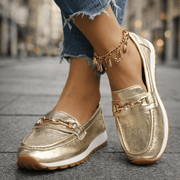 Women's Metallic Platform Slip-On Loafers with Cushioned Insole