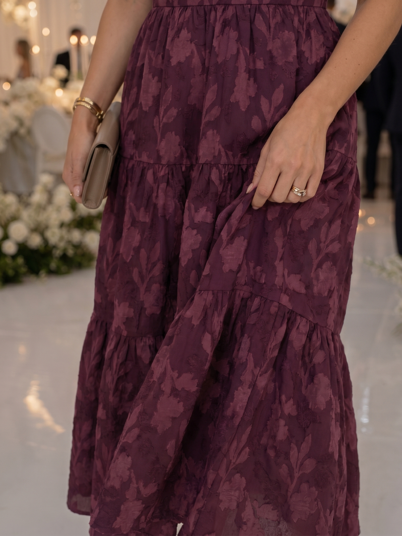 Women's Floral Midi Dress with Short Sleeves