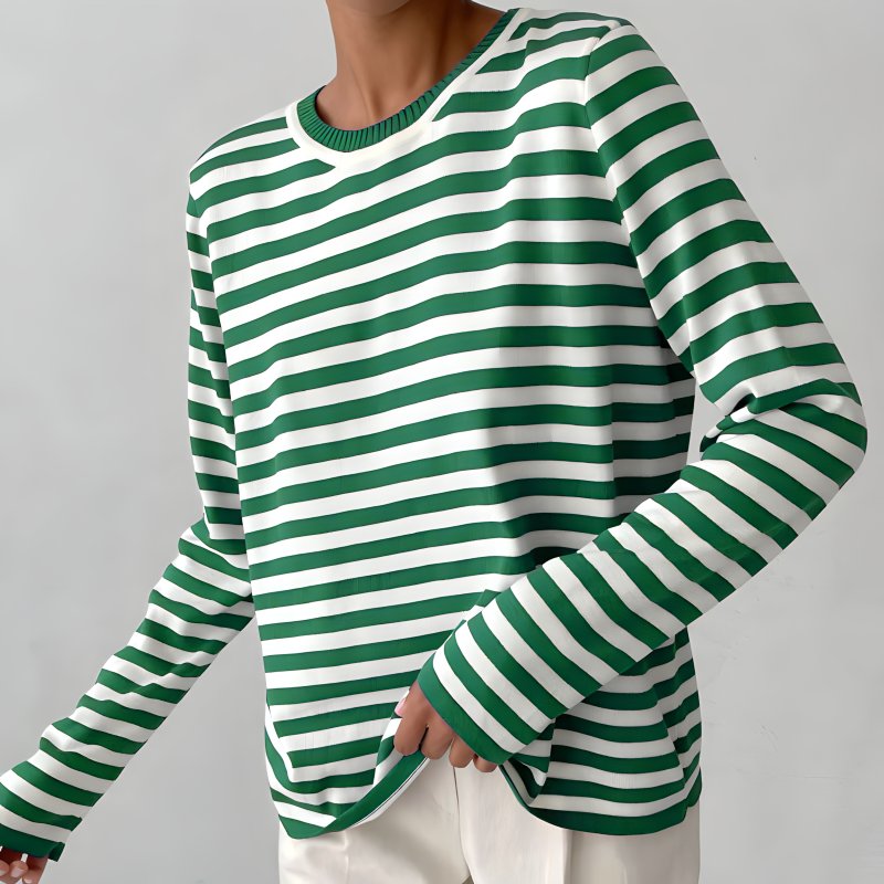 Women's Nautical Striped Knit Sweater with Relaxed Fit for Cozy Style
