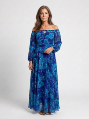 Women's Off-Shoulder Maxi Dress with Relaxed Fit