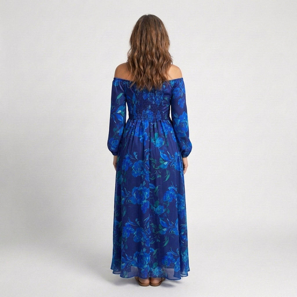 Women's Off-Shoulder Maxi Dress with Relaxed Fit