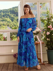 Women's Off-Shoulder Maxi Dress with Relaxed Fit