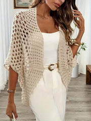 Women's Openwork Crochet Cardigan with Relaxed Fit for Effortless Style