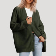 Women's Oversized Knit Cardigan with V-Neck