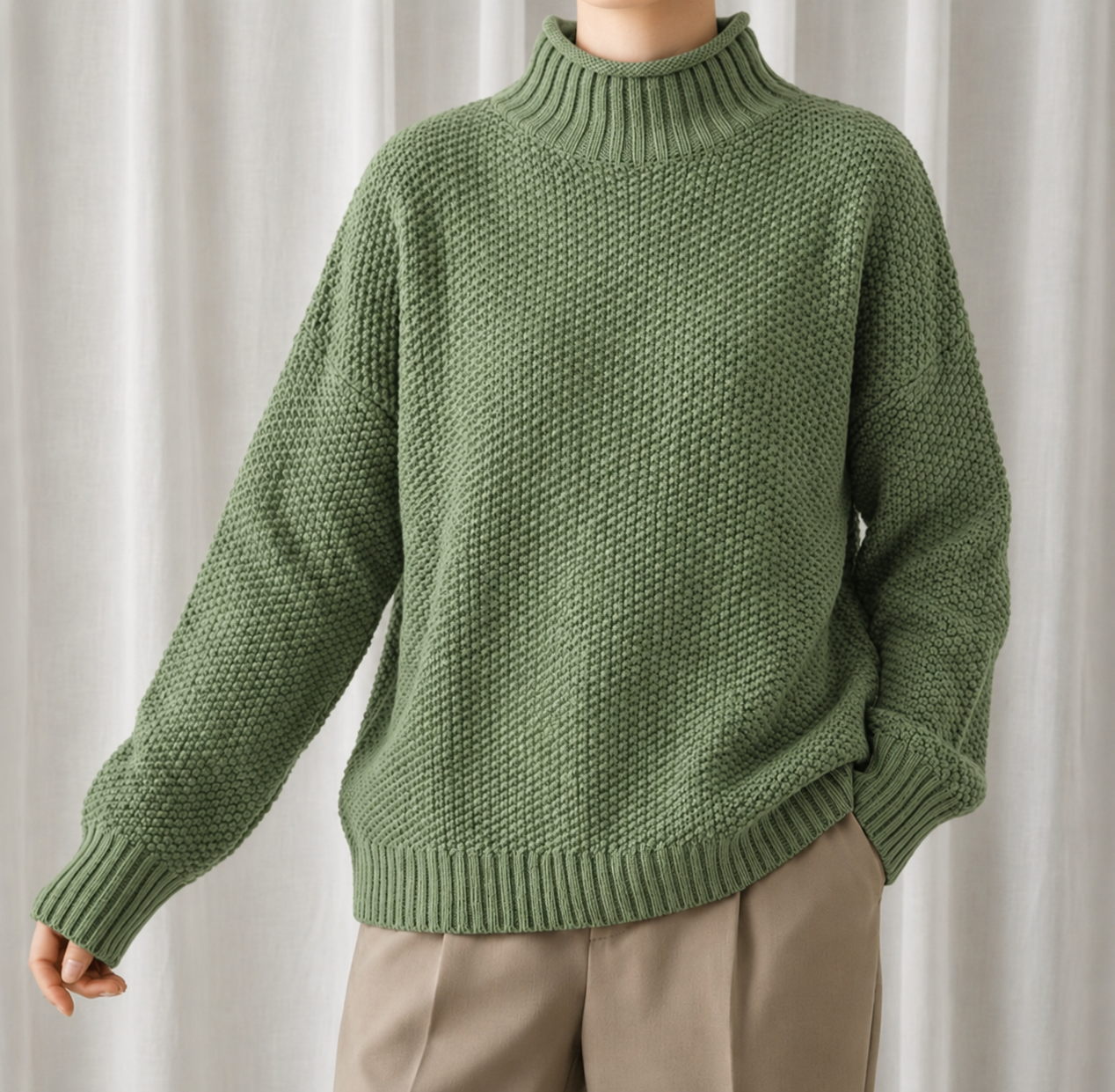 Women's Oversized Mock Neck Sweater in Cozy Knit for Fall/Winter