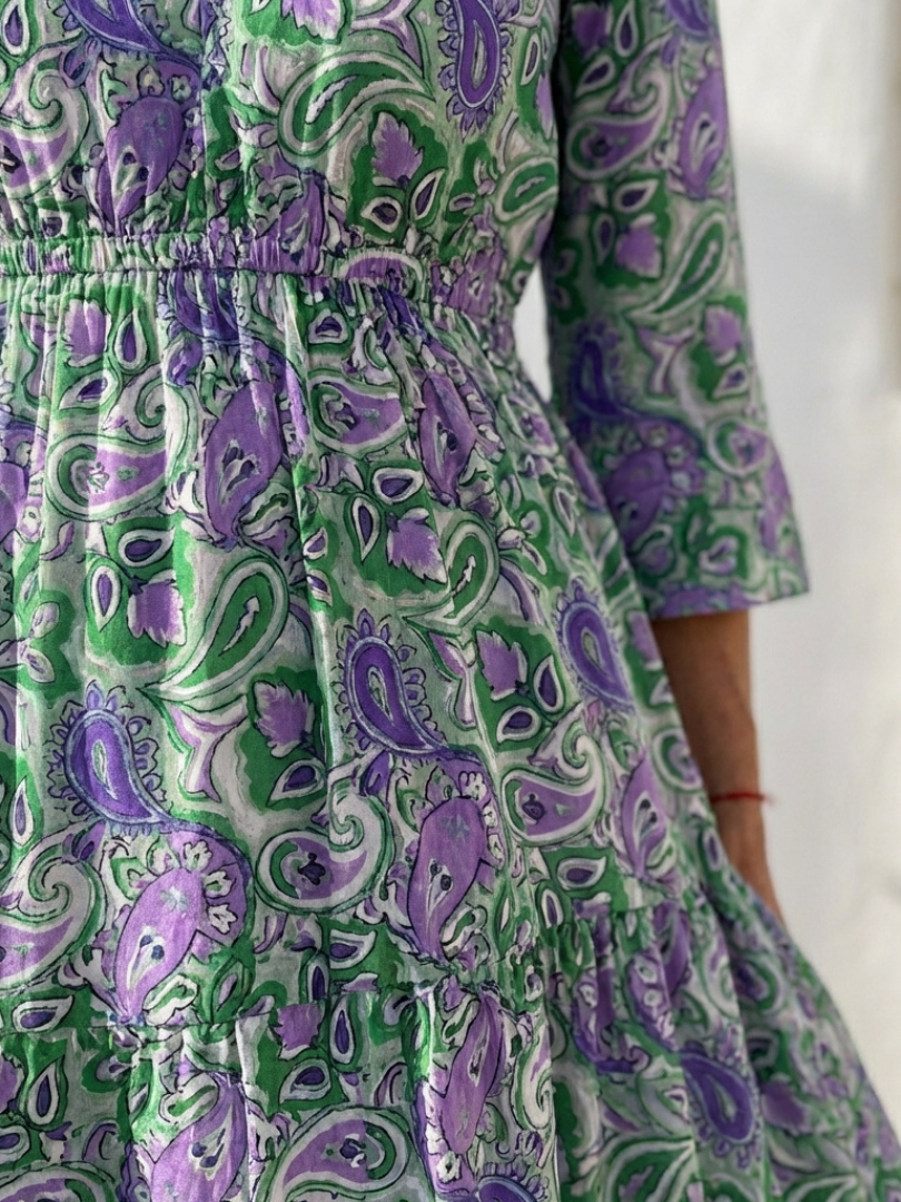 Women's Paisley Long Sleeve Maxi Dress