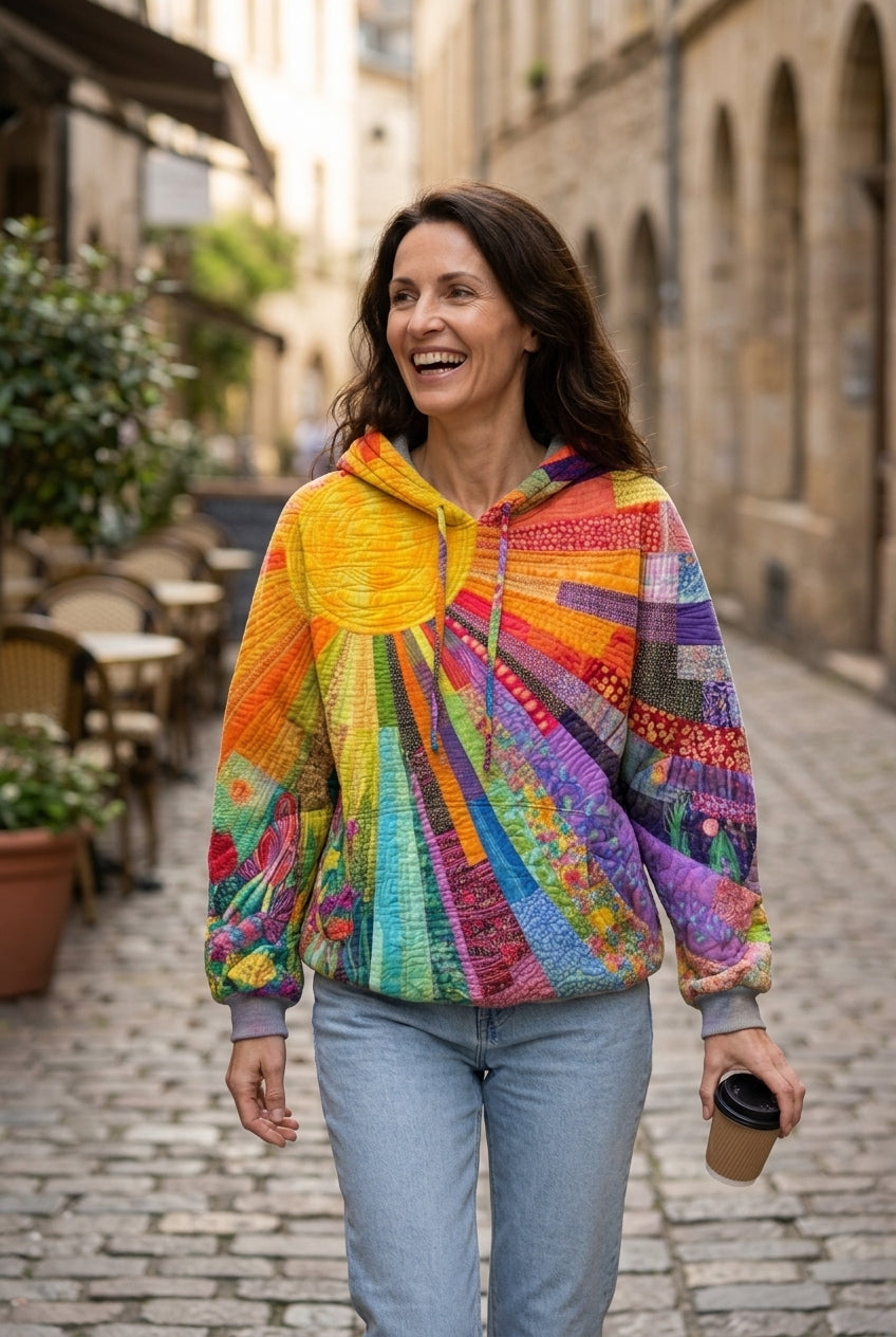Women's Patchwork Long Sleeve Hooded Sweatshirt