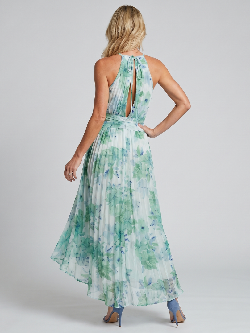 Women's Pleated Backless Midi Dress