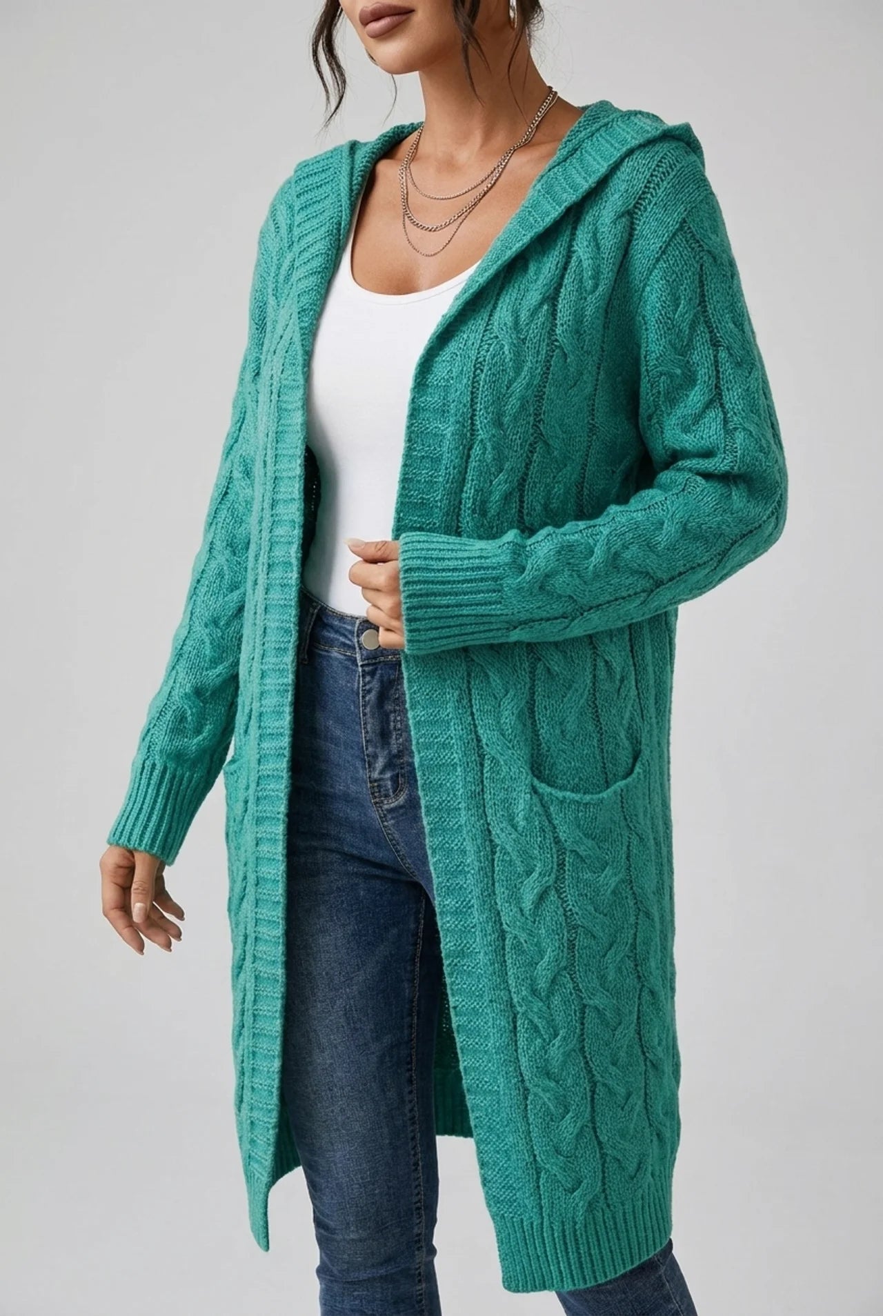 Women's Plus Size Hooded Cardigan with Cozy Fit
