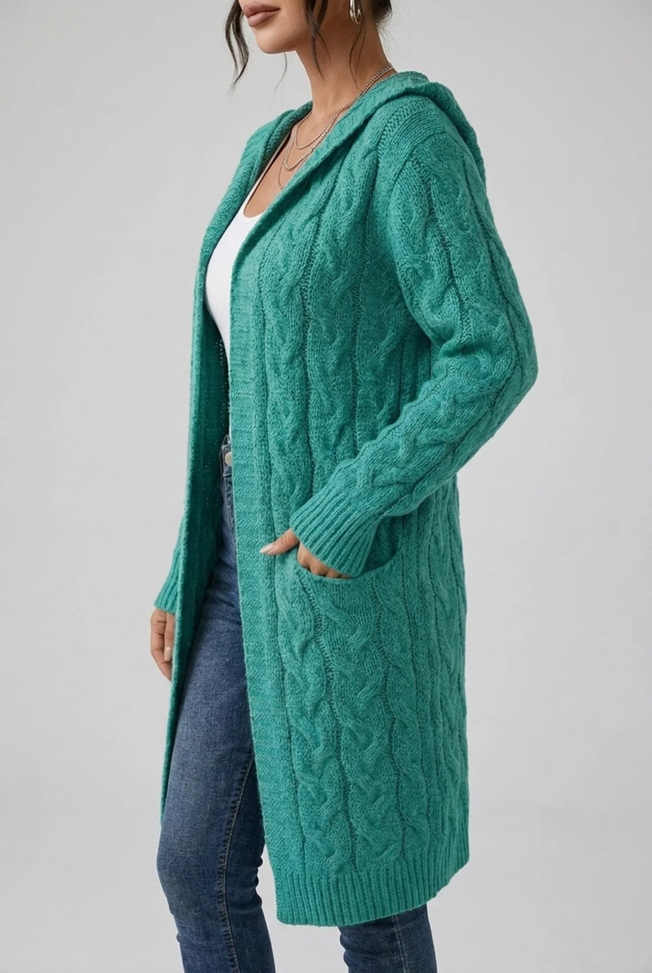 Women's Plus Size Hooded Cardigan with Cozy Fit