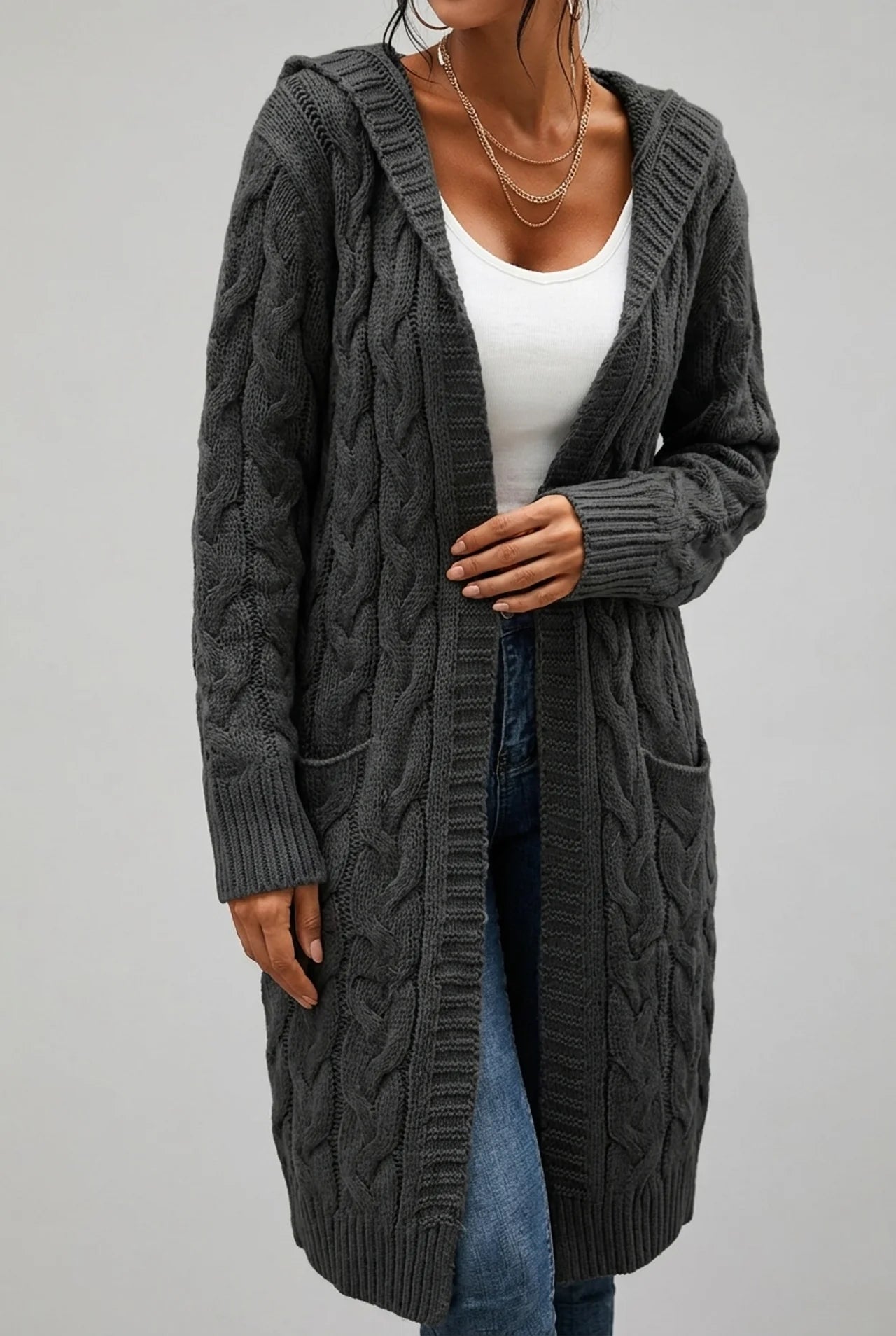 Women's Plus Size Hooded Cardigan with Cozy Fit