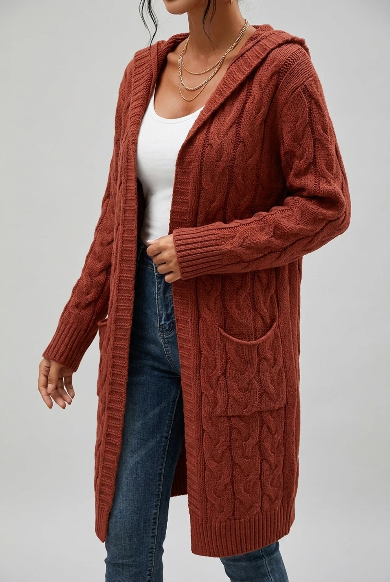 Women's Plus Size Hooded Cardigan with Cozy Fit