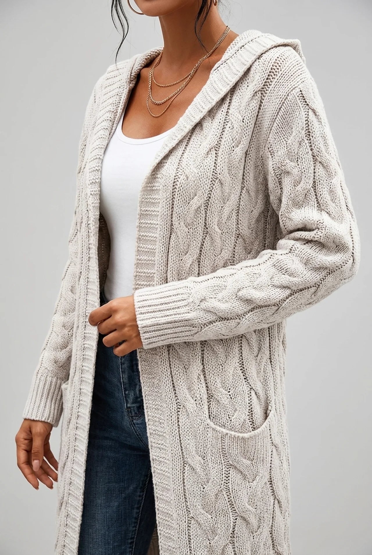 Women's Plus Size Hooded Cardigan with Cozy Fit