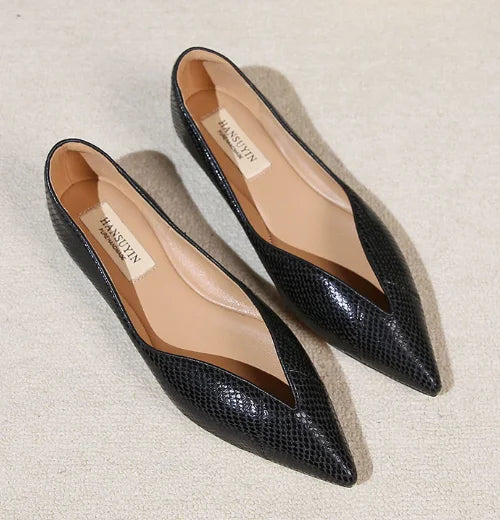Women's Pointed Toe Faux Leather Ballet Flats