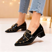 Women's Polished Vegan Leather Slip-On Shoes with Arch Support
