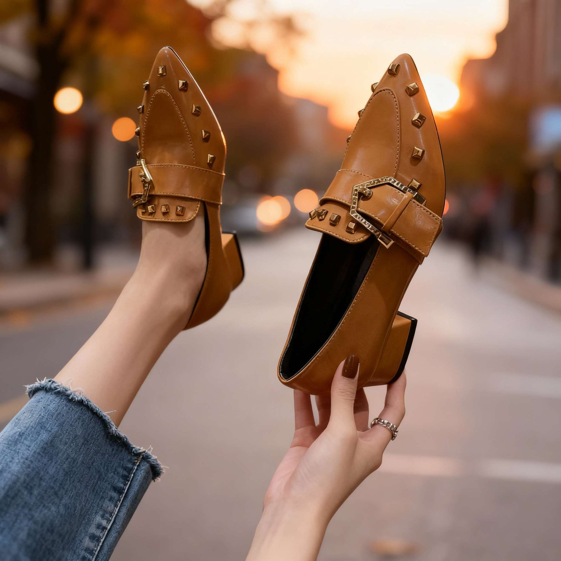 Women's Polished Vegan Leather Slip-On Shoes with Arch Support