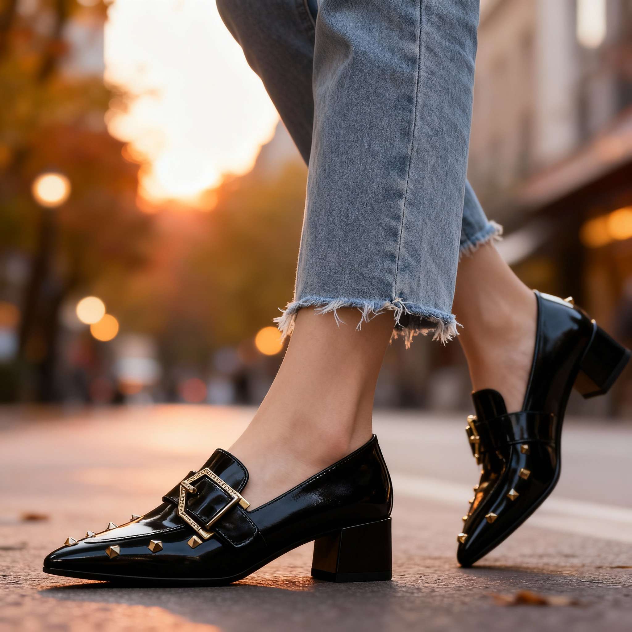 Women's Polished Vegan Leather Slip-On Shoes with Arch Support