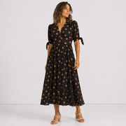 Women's Polka Dot V-Neck Flowy Dress