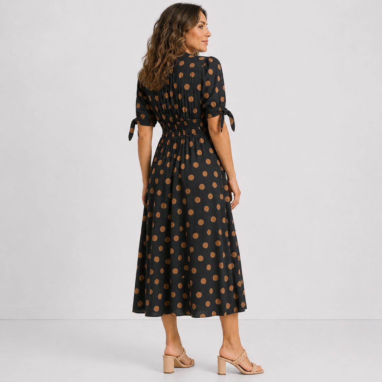 Women's Polka Dot V-Neck Flowy Dress